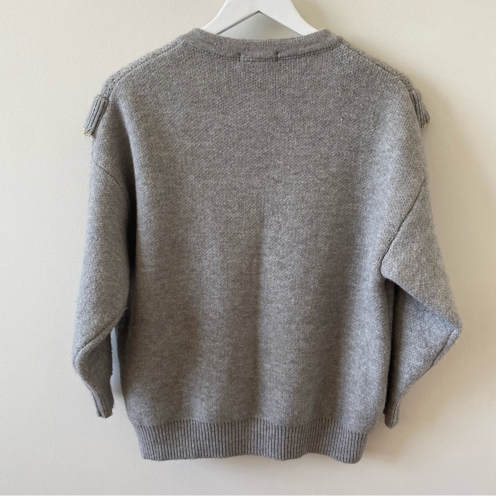 Vita Grace Gray Ruffled Women's Sweater Pearl Buttons Size Small - Picture 4 of 7